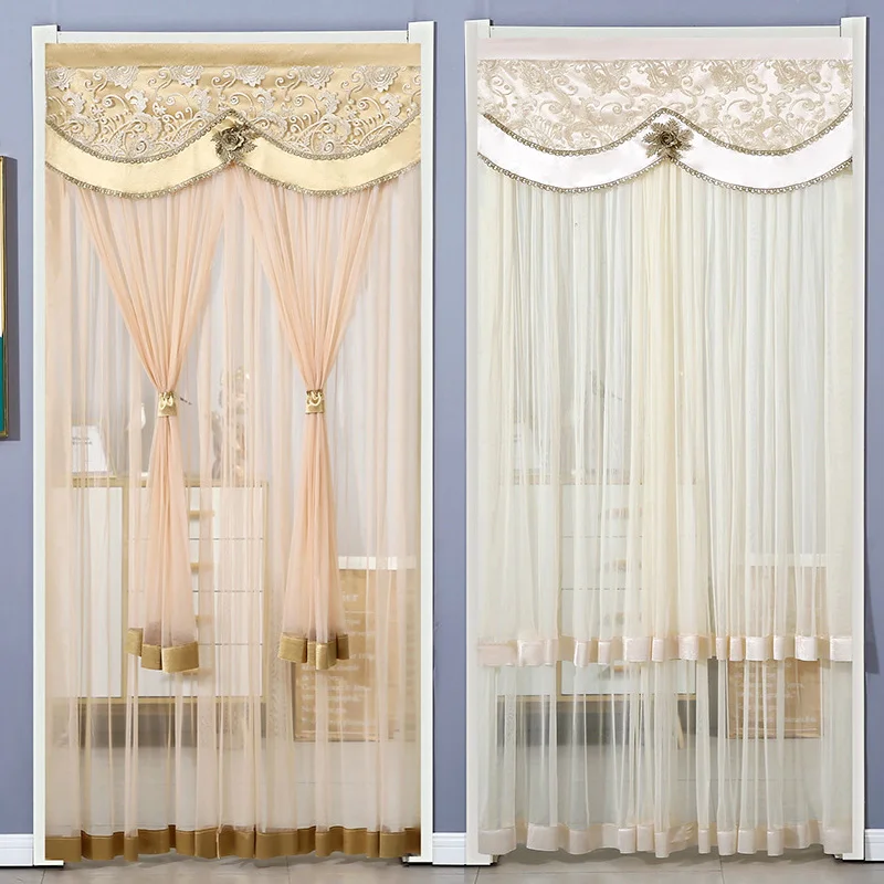 

1PC Partition Curtain Gauze Curtain Anti-mosquito Door Curtain Double Layer Tulle Door Curtain Lace Bedroom Home Decoration