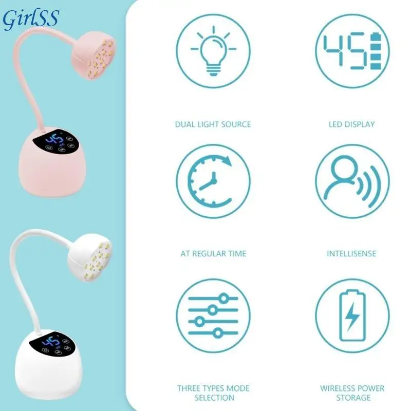 UVS-nagellamp Mini UVS-licht voor gelnagellak Oplaadbare LED-nagellamp Nageldroger met 3 timers en automatische sensoren T4MB