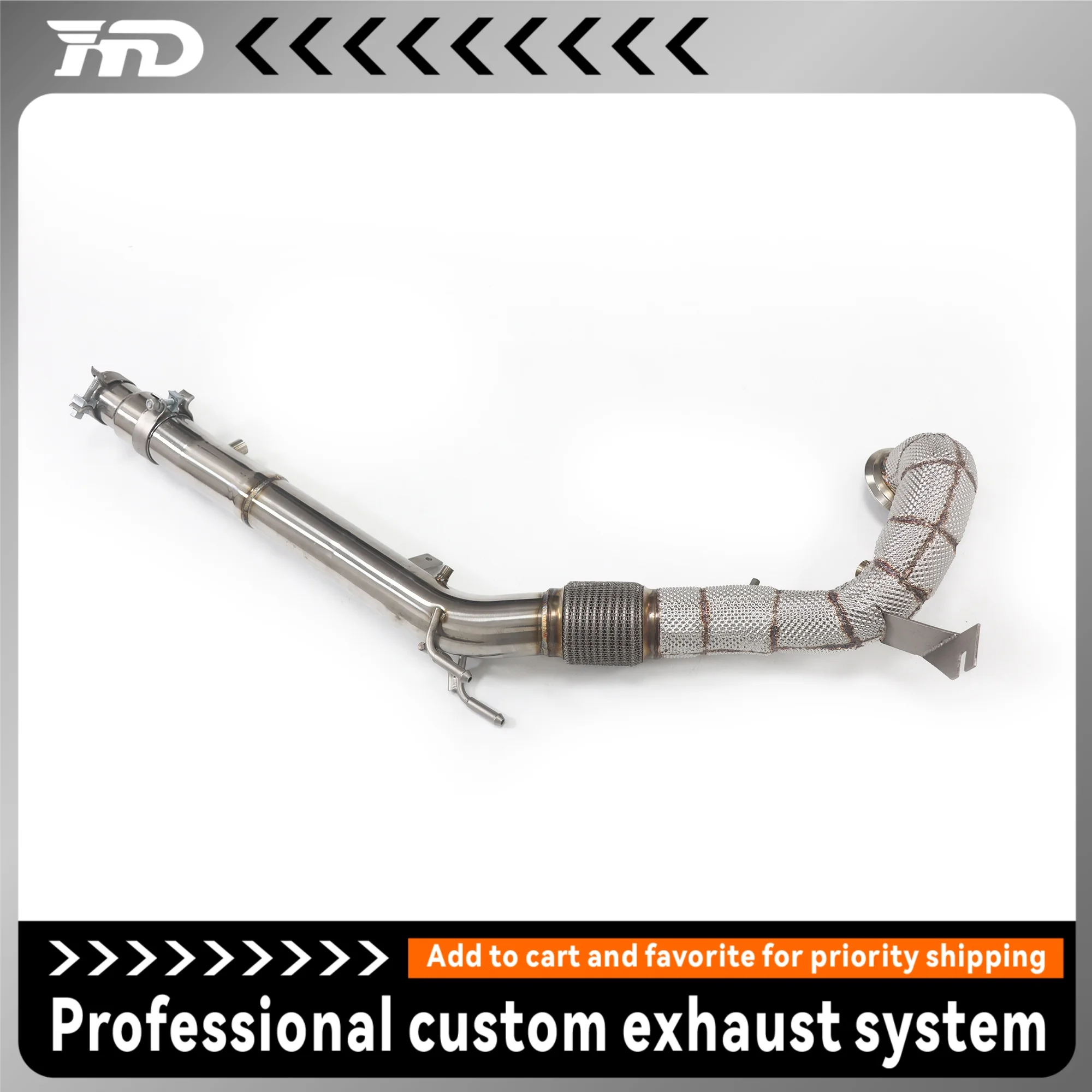 HMD Special downpipe For VW golf MK8 2.0T R/GTI Insulated downpipe exhaust without cat