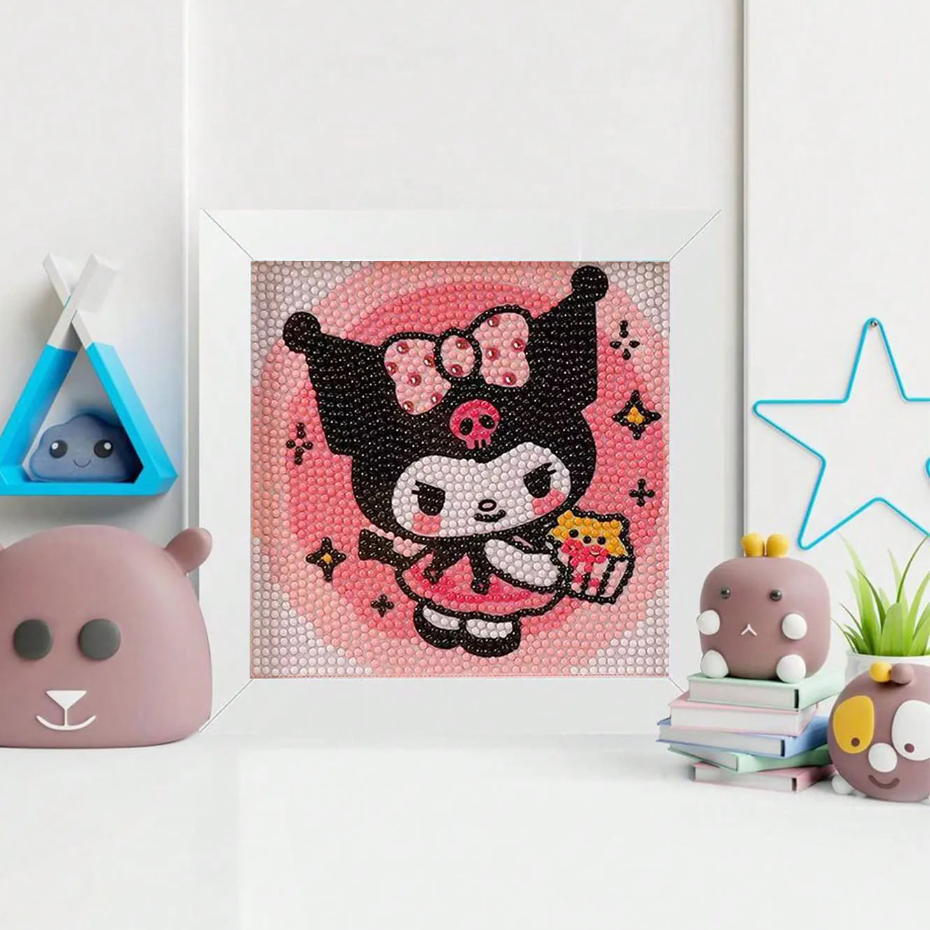 Sanrio คริสตัลเพชรกรอบตกแต่งภาพวาดชุดทําด้วยมือ DIY Kuromi Kawaii ตกแต่งบ้านคู่ของขวัญวันเกิด