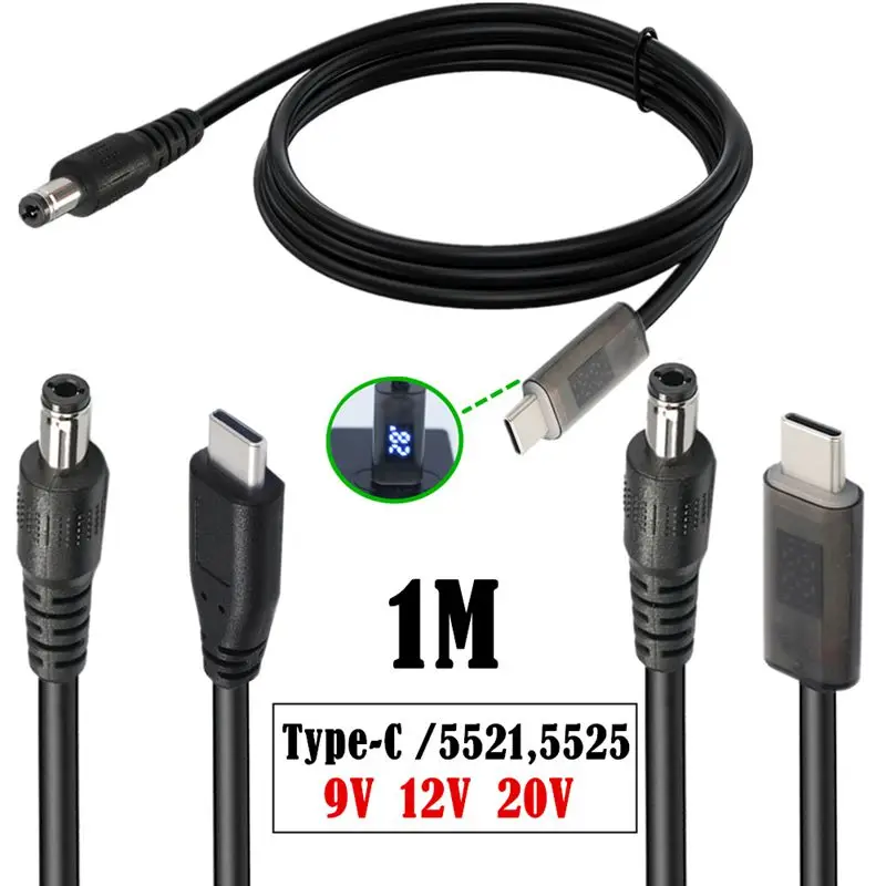 1m Type-C Male PD Lure Transfer 5525 Male 5521 Male 9V 12V 20V 28V Set-Top Box Router Optical Modem Cable