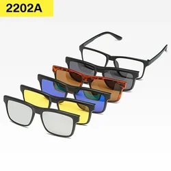 6 In 1 Clip On Glasses Men Women TR90 Polarized Optical Magnetic Sunglasses Clip Magnet Sunglasses Prescription Glasses Frame