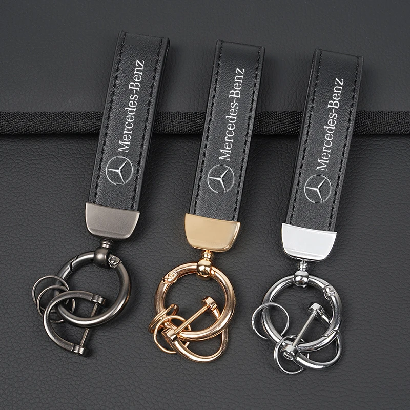 Car Keychain Man Leather Keyring Remote Key Accessories For Mercedes Benz AMG E S C A B Class GLE GLS CLS GLC CLA GLA GLK GLB ML