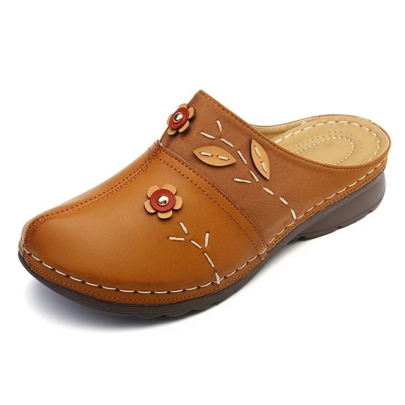 Women Slippers 2024 New Summer Flat Round Toe Sandals Retro Comfy Mary Jane Shoes Slippers Women Casual Comfortable Slides Women