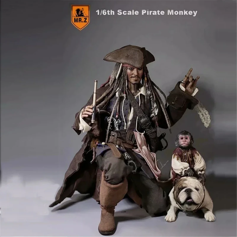 JXK 1:6 Scale Pirate Monkey Bucket Box Set Healing Action Figure Animal Model Toy Collection Desktop Decoration Display Fans