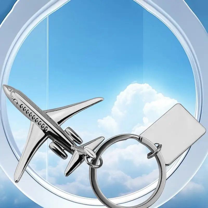 Metal Airplane Keychain Alloy Key Chains 3D Engraved Exquisite Creative Unique Fly Safe Key Ring 3D Model Aircraft Keychain
