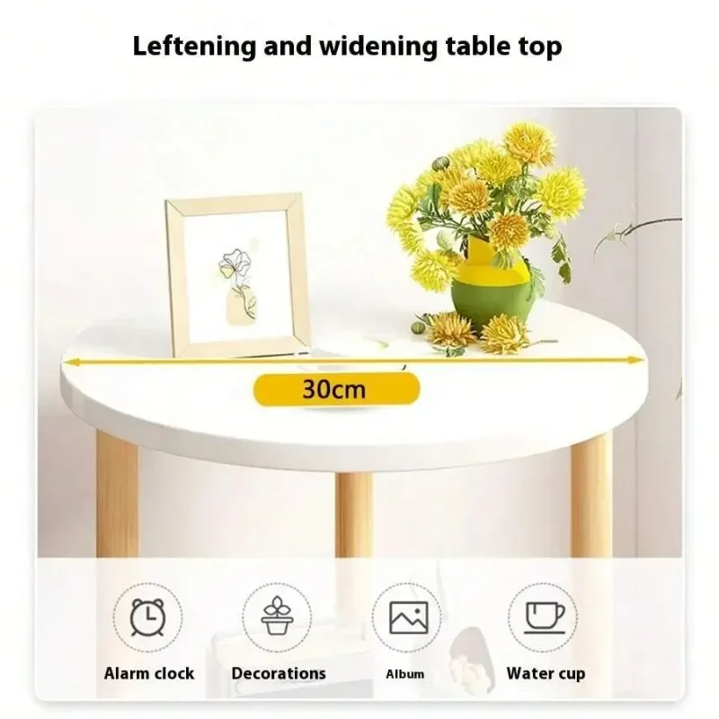 Wooden Modern Round Square Bedside Table Double-Layer Nightstand Home Office Bedroom Living Room Sofa Side Table Coffee Table image 4
