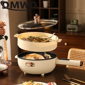 dmwd電気bokノンスティックフライパン3l電気炒め物シチュースープホットポットライスクッキングマルチコーカーとフードスチーマー 12ベストセールスエレクトリックスープポット-8