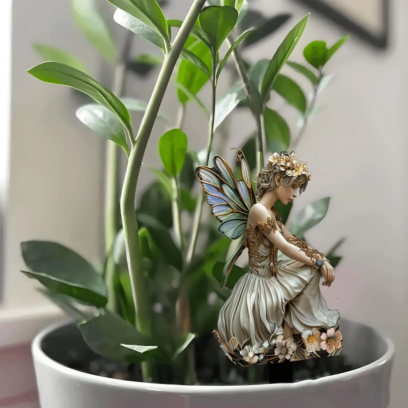 Decoração de vaso de planta de estaca de jardim de fada borboleta para bonsai interno e externo