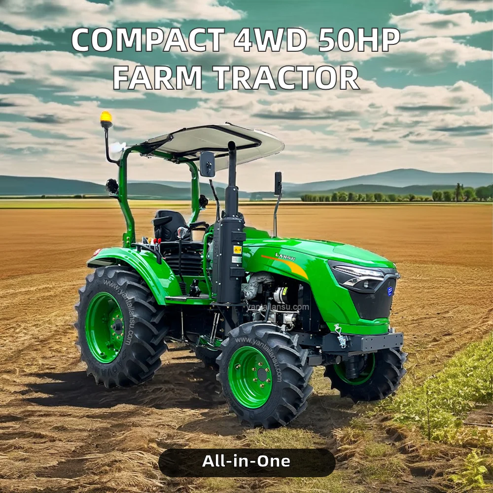 Mini Compact 4WD Diesel Tractor 50HP 8+8 Gears Hydraulic Output Stage 5 Used Farm Tractor Home Use