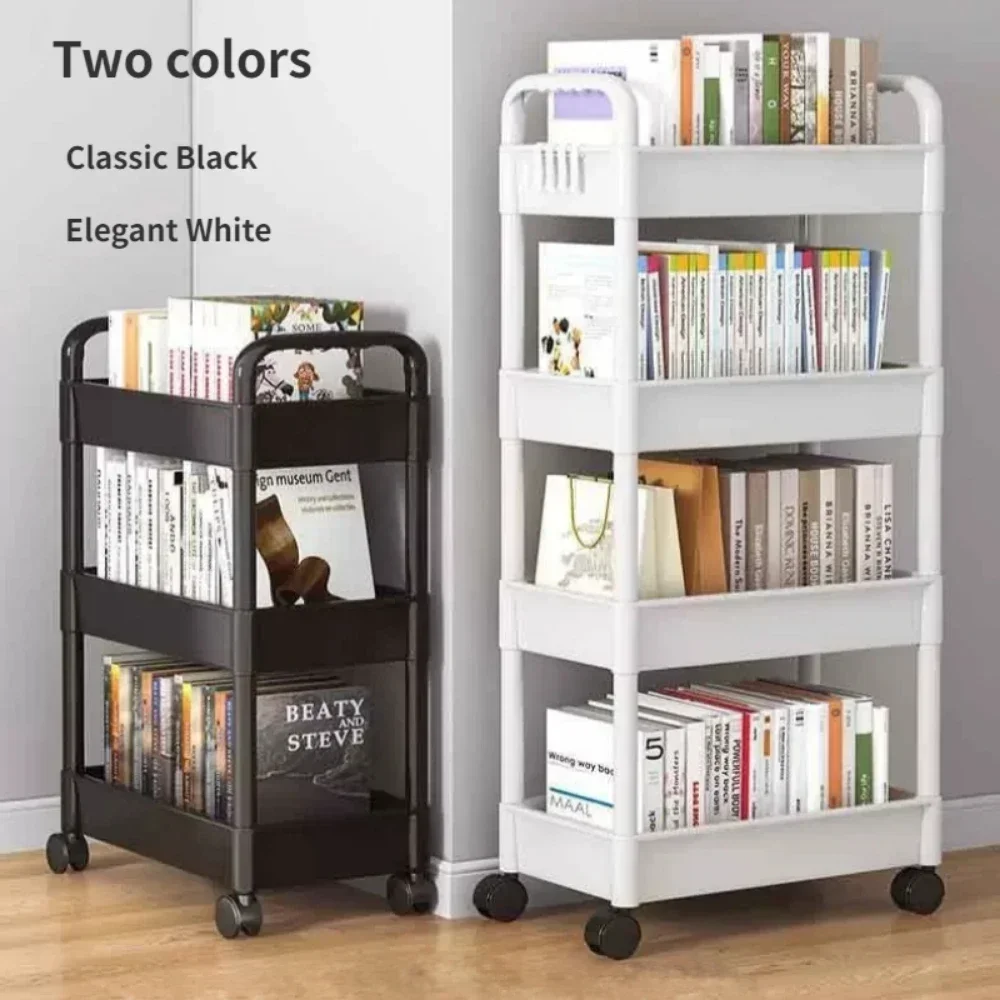 3/4 Tier Trolley Organizer with Wheels Gap Storage Rack Cart Mobile Plastic Storage Racks Bookshelf Kitchen Bedroom Organizers