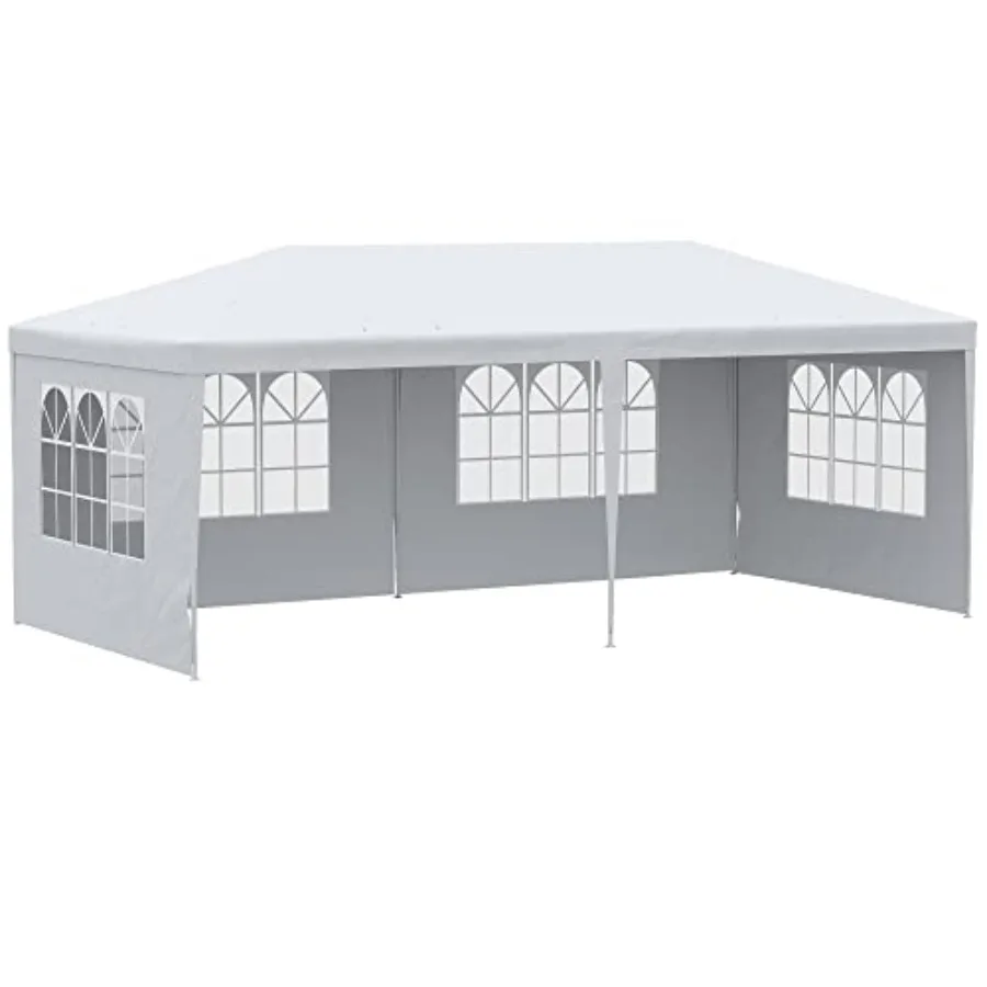 10' x 20' Large Party Tent, Outdoor Event Shelter, Gazebo Canopy with 4 Removable Window Sidewalls for Weddings