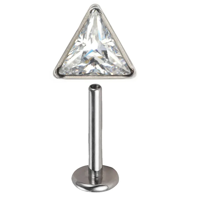 ASTM F136 Titanium Triangle Zirconia Labret Studs Earrings