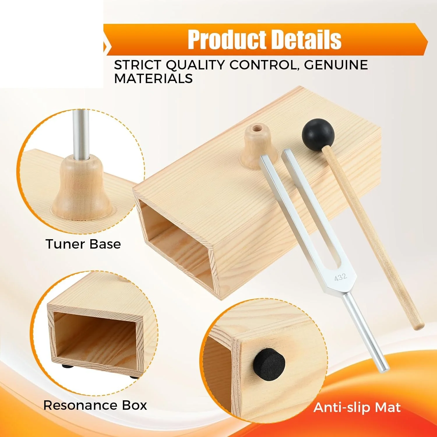 1kit 432 Hz Aluminum Alloy Tuning Fork Resonance Box Wooden Speaker SPA Aromatherapy Music Teaching Hearing Test Meditation Gift