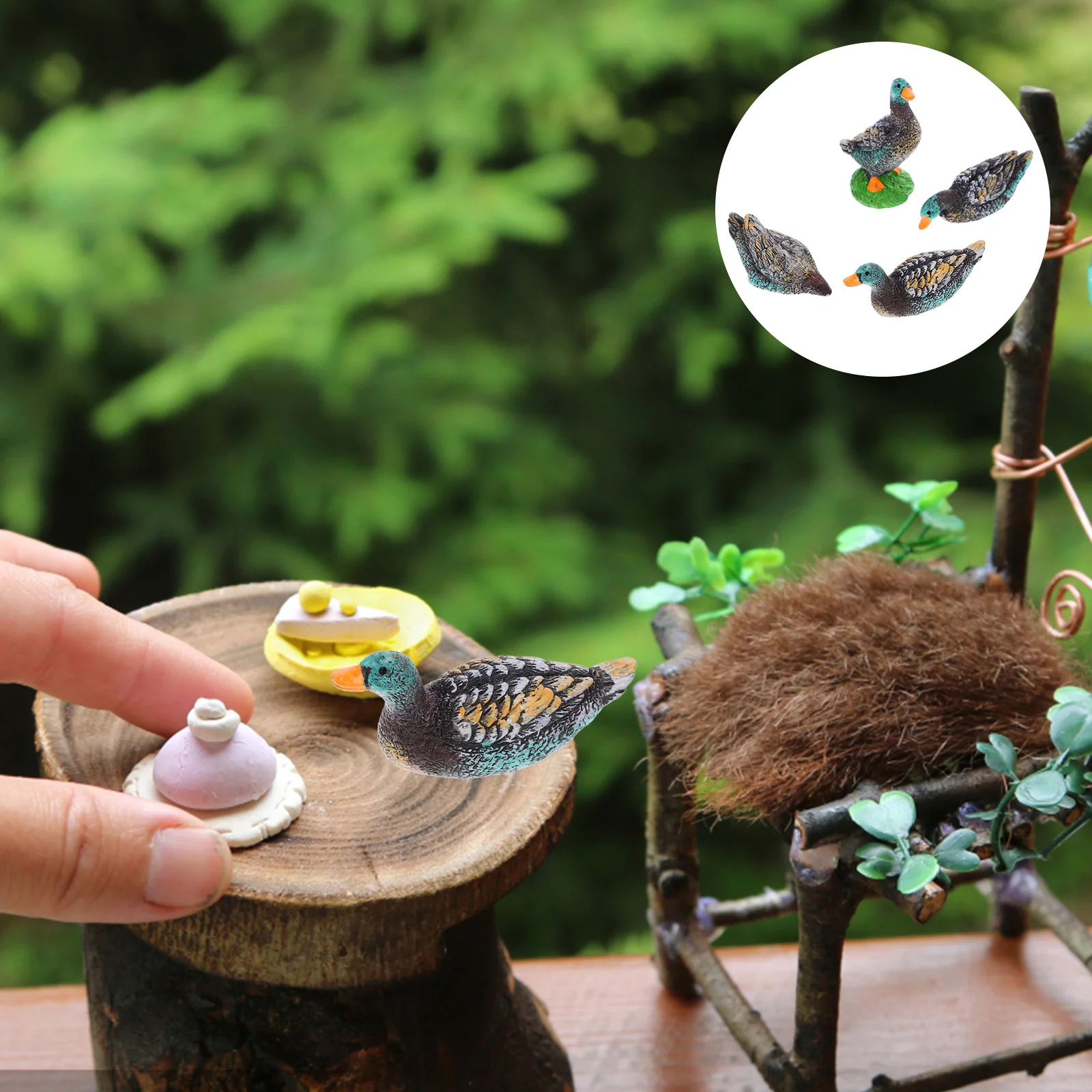 8 Pcs Micro Landscape Mandarin Duck Household Artware Ducks Sculpture Statue Wedding Gift Valentine for Decor