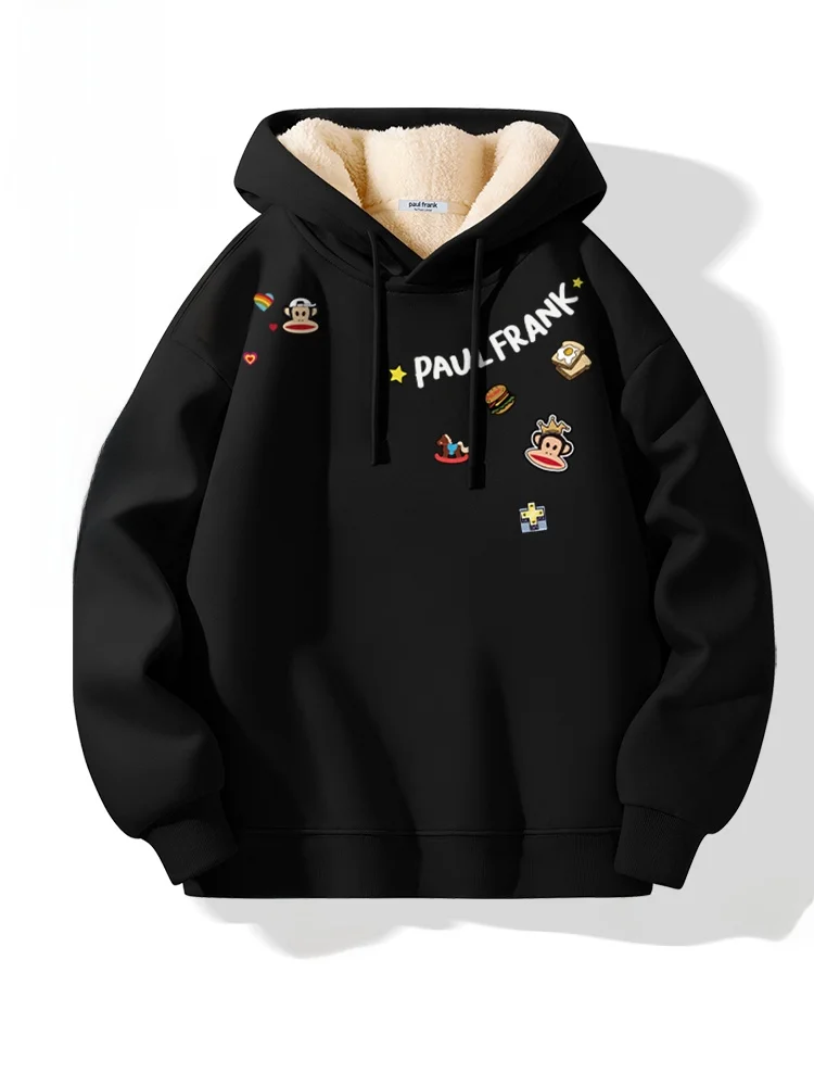 

Monkey Hooded Sweatirt Winter Thiened Fce Print Casual Streetwear ex Warmth Comfortable Long Sve T-S...