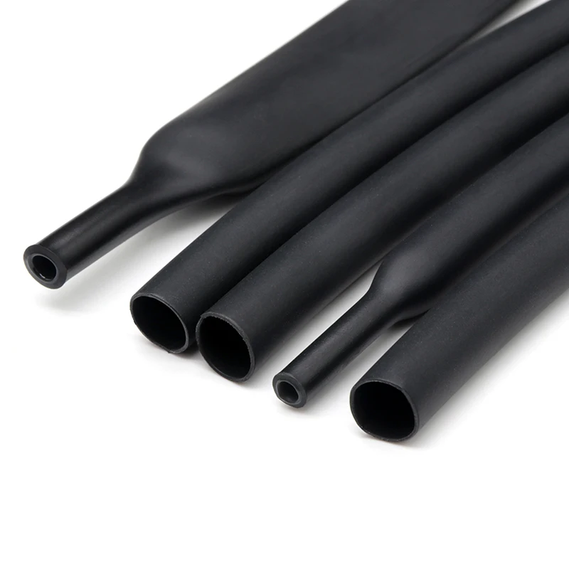 1/5/10/25/50M Black 3:1 Heat Shrink Tube With Glue Inside Diameter 1.6mm ~ 65mm Adhesive Lined Waterproof Insulation Sleeve Wrap