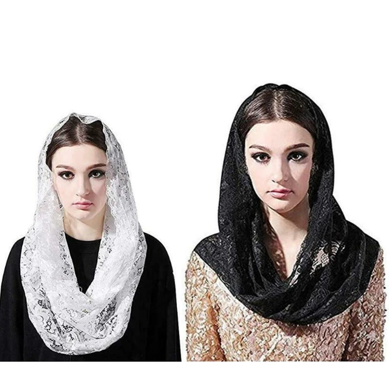 

Spanish Lace Traditional Vintage Mantilla Veil Latin Mass for Head Covering Scarf for Catholic Church Chapel