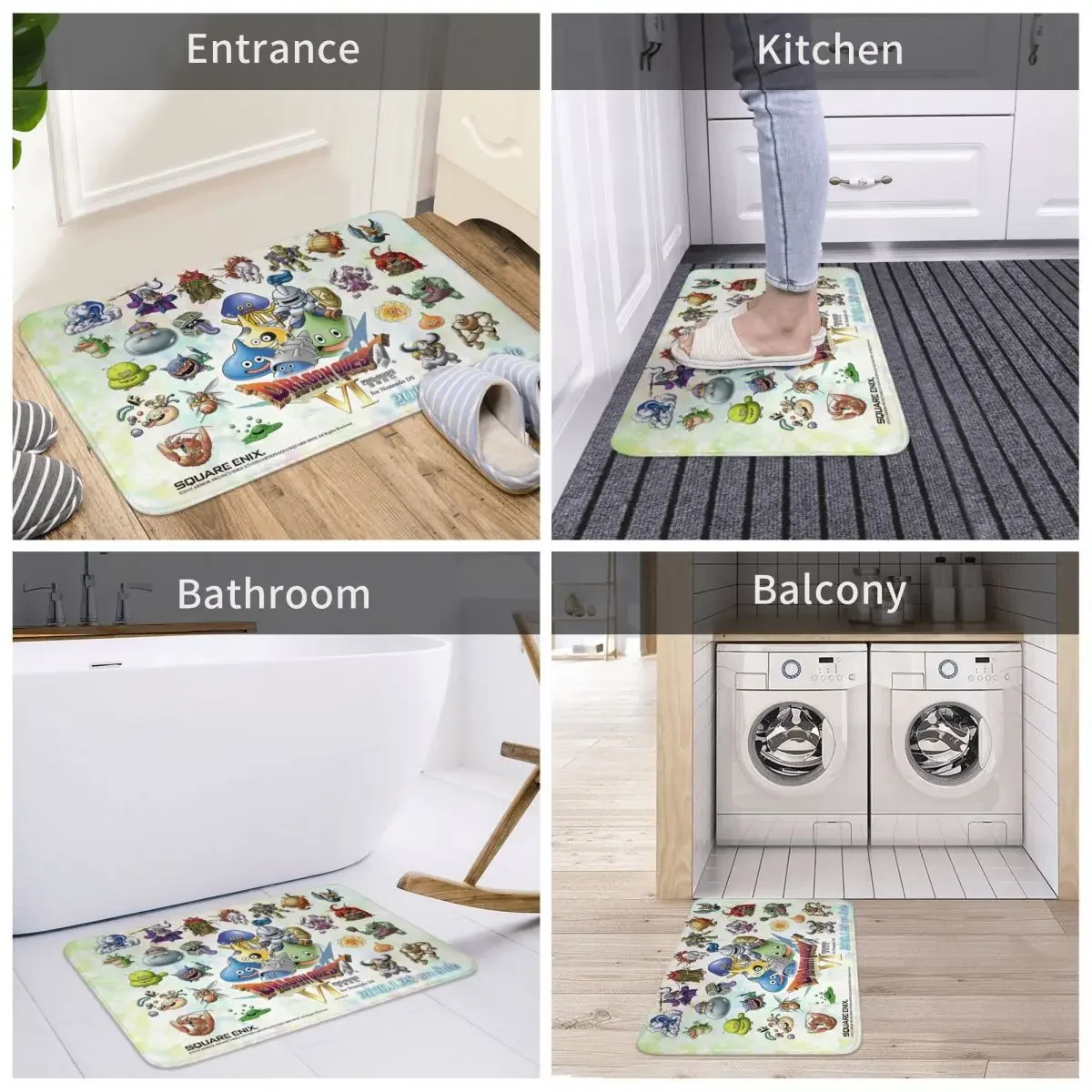 Dragon Quest Non-slip Doormat Slimes Bath Kitchen Mat Outdoor Carpet Indoor Pattern Decor