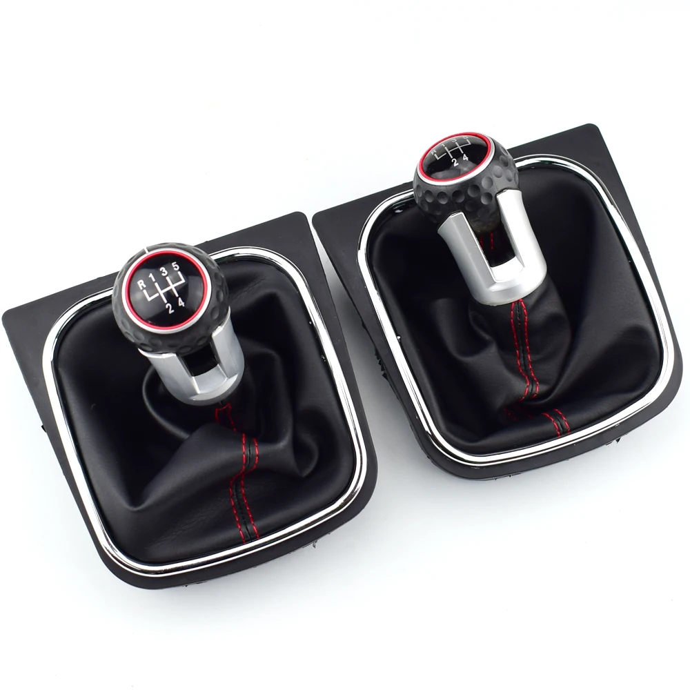 For VW Golf MK5 MK6 Golf 5 6 Rabbit Jetta MK6 2010 2011 - 2014 5 6 Speed Leather Car Gear Shift Knob Stick Dust Cover