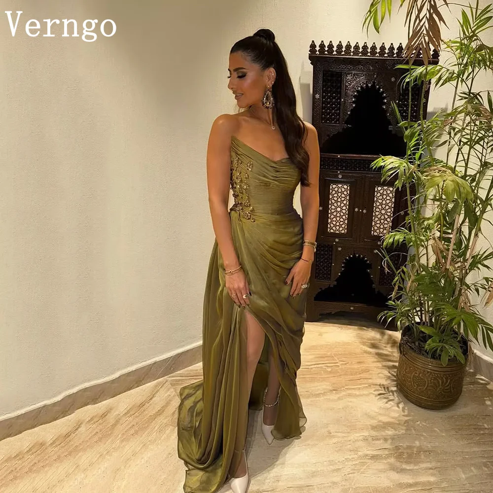 

Verngo Green Shiny Satin Prom Gown Sequined One Shoulder Slim Evening Dress Women Elegant Party Dresses Customized