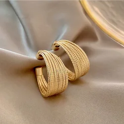 Orecchini a cerchio grandi con linee multistrato di geometria di Design esagerato per le donne regalo di gioielli con orecchini pendenti a goccia Color oro di lusso