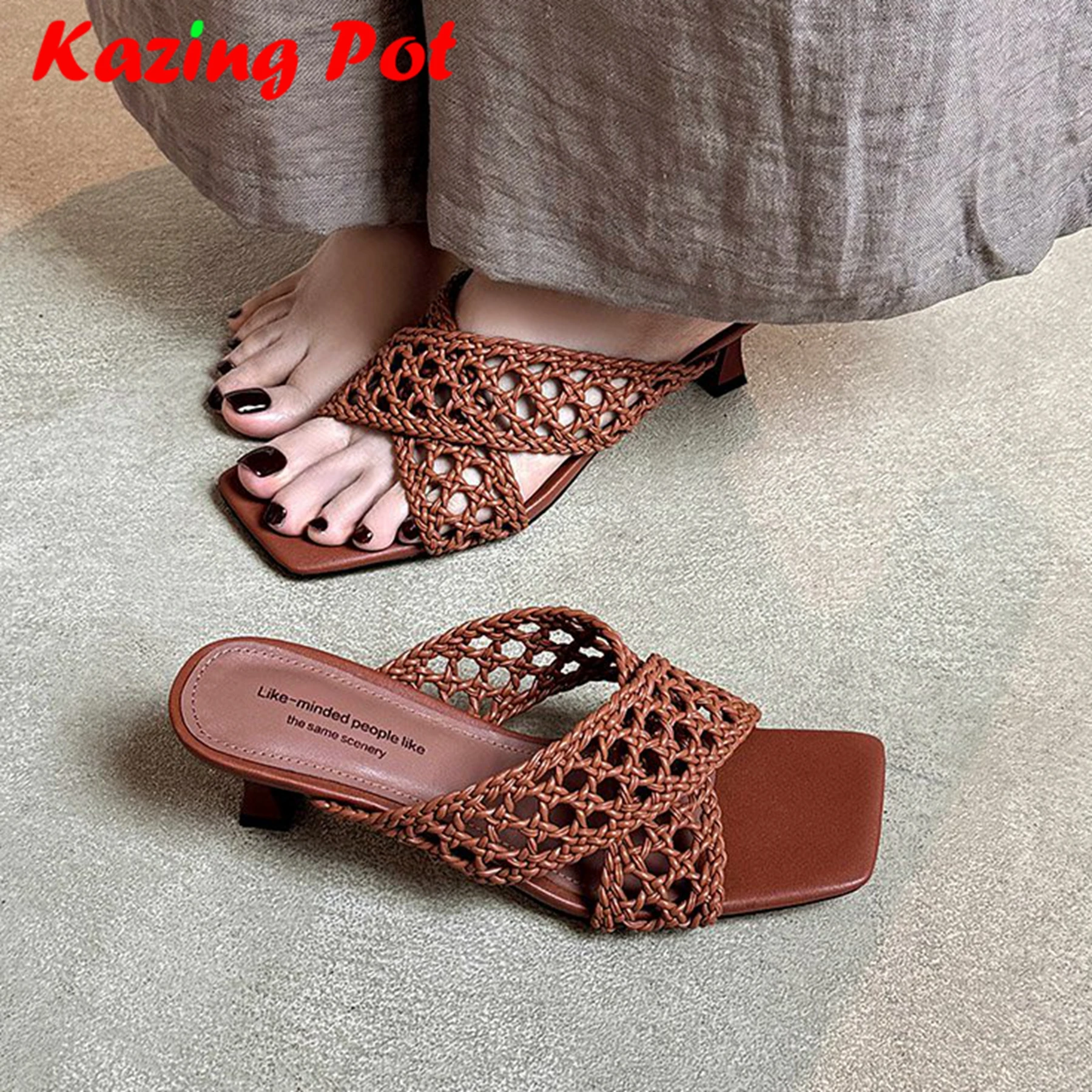

Krazing Pot, соломенные туфли-лодочки, гладиаторы с открытым носком, элегантные летние туфли на тонком высоком каблуке, роскошные современные женские сандалии для свиданий