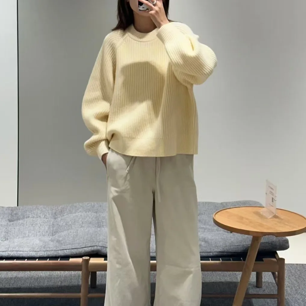 UMI MAO женская одежда, шерстяной пуловер в рубчик с круглым вырезом, вязаный свитер, свитер с длинными рукавами, новый зимний топ Femme Y2K