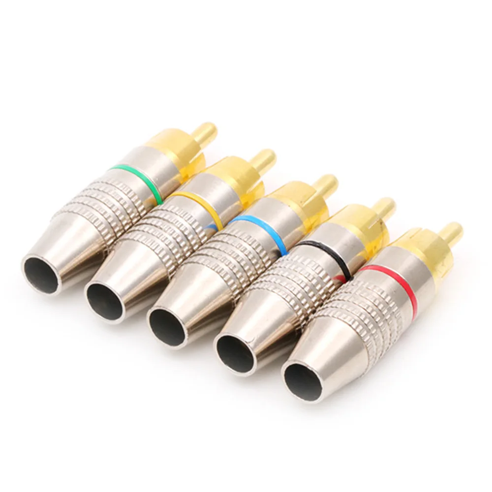 1pc RCA Plug Locking Cable Connector Gold Plated RCA Male Connector Adapter for Audio Cable Video CCTV Camera Solder Free