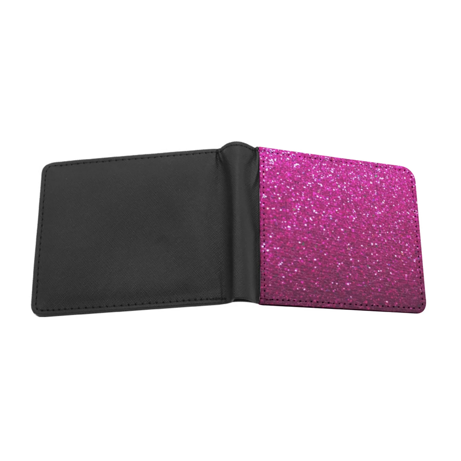 Hot Pink Glitter Ombre Sparkles Personalized Wallet For Men And Women Pu Leather Short Pocket Purse Pink Hot Pink Glitter