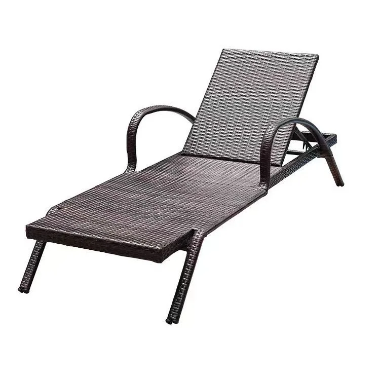 Outdoor Swimming Pool Rattan Lounger Leisure Chair Waterproof Indoor and Outdoor Hotel Rest Area Villa Lounger with Umbrella