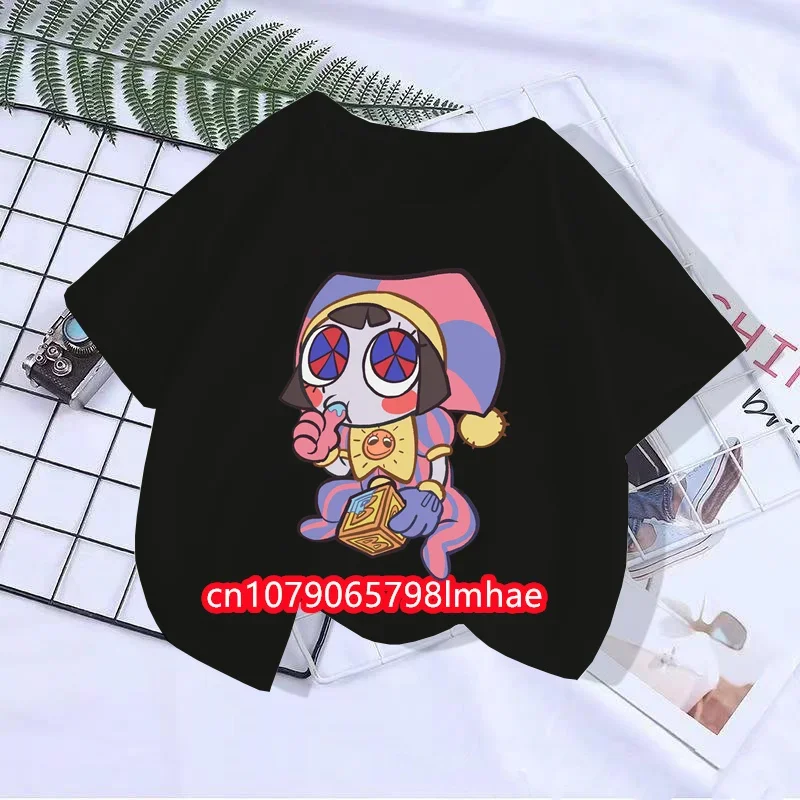 Neue Anime T-Shirts die erstaunliche digitale Zirkus Pomni Streetwear Junge Mädchen Mode T-Shirt Kinder Sommer Tops Kleidung