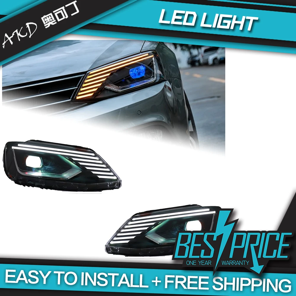 AKD Cars Styling Headlight For  VW Jetta Headlights 2011-2018 Jetta Gli LED Headlight Europe Version Led Drl Hid Bi  Auto levels