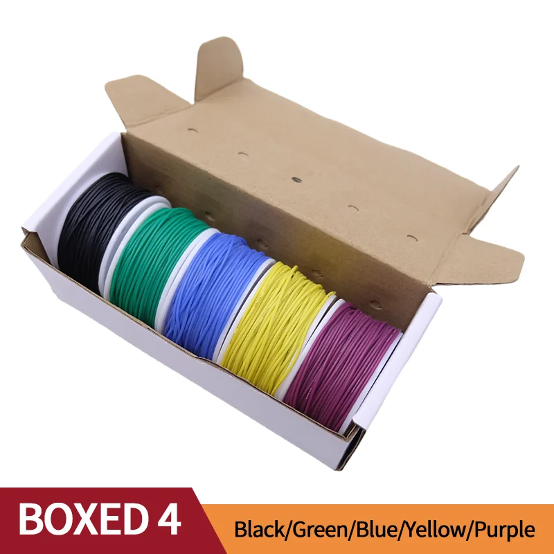 Superweiche Kupferdrahtbox (5 Farben Mix Kit) Hitzebeständiges, flexibles Silikon 30/28/26/24/22/20 AWG elektrisches verzinntes Kupferkabel – Detail 8