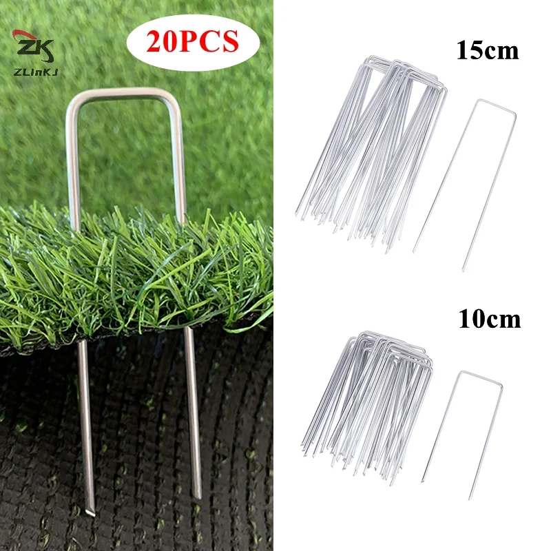 

20Pcs Landscape Staples U-Shaped Garden Pins Garden Stakes Staples Heavy Duty Yard Lawn Tent Stakes Securing Pegs For Weed