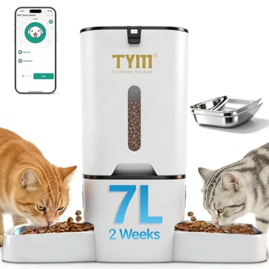 Dual Automatic Cat Feeder For 2 Cats 7L Wifi Cat Food Dispenser With Smart App …