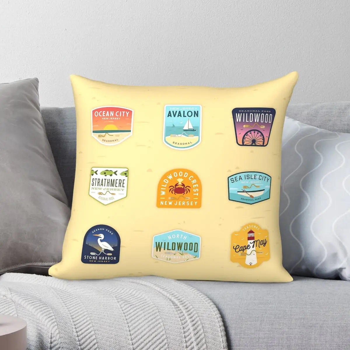 Beach Tags Jersey Cape Pillowcase Polyester Linen Velvet Printed Zip Decor Pillow Case Sofa Cushion Cover 45x45