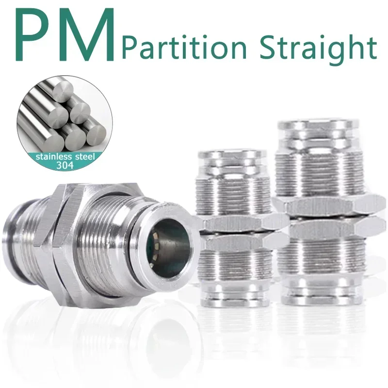 304 Stainless Steel Pneumatic Hose Coupling PM 4/6/8/10/12mm Air Tube Connector 1/8 1/4 3/8 1/2 BSP Quick Release Pipe Fittings