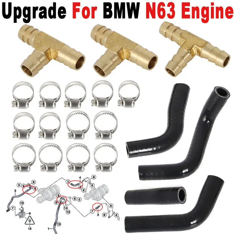 Upgrade Turbo Coolant Line Repair Hose Kit For BMW N63 X5 X6 50iX 550i 650i 750i 