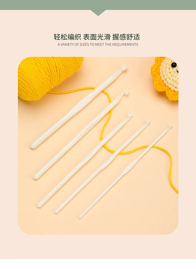 

9Pcs Variety Sizes Plastic Crochet Hooks Set for Intricate Lacework Thicker Yarn Projects Knitting Tools Crochet Needles Set