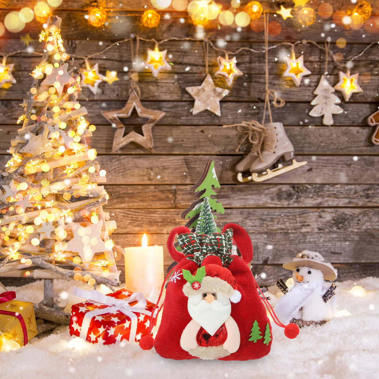 

Christmas Gift Bag Small Handheld Jewelry Pouch Lightweight Portable Party Favor Packaging Gift Bag Christmas Bags for Gifts