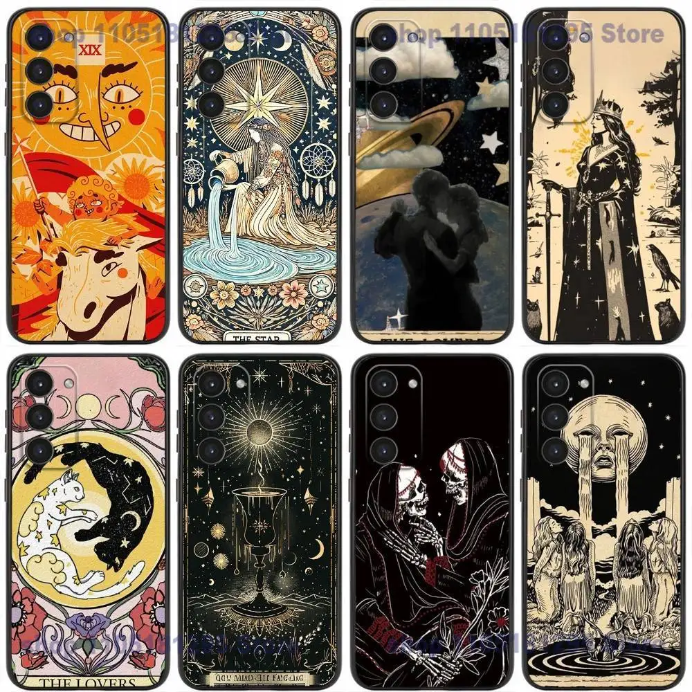 

T-Tarot Card Phone Case For Samsung Galaxy A20,21s,22,31,32,52,53,72,73,80,91 Soft Liquid Silicone Black Cover