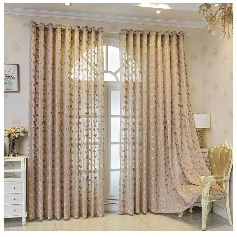Japanese Relief Sunscreen Gauze Flower Texture Rustic Style Simple Half Blackout Curtains For Living Room Bedroom Dining Room