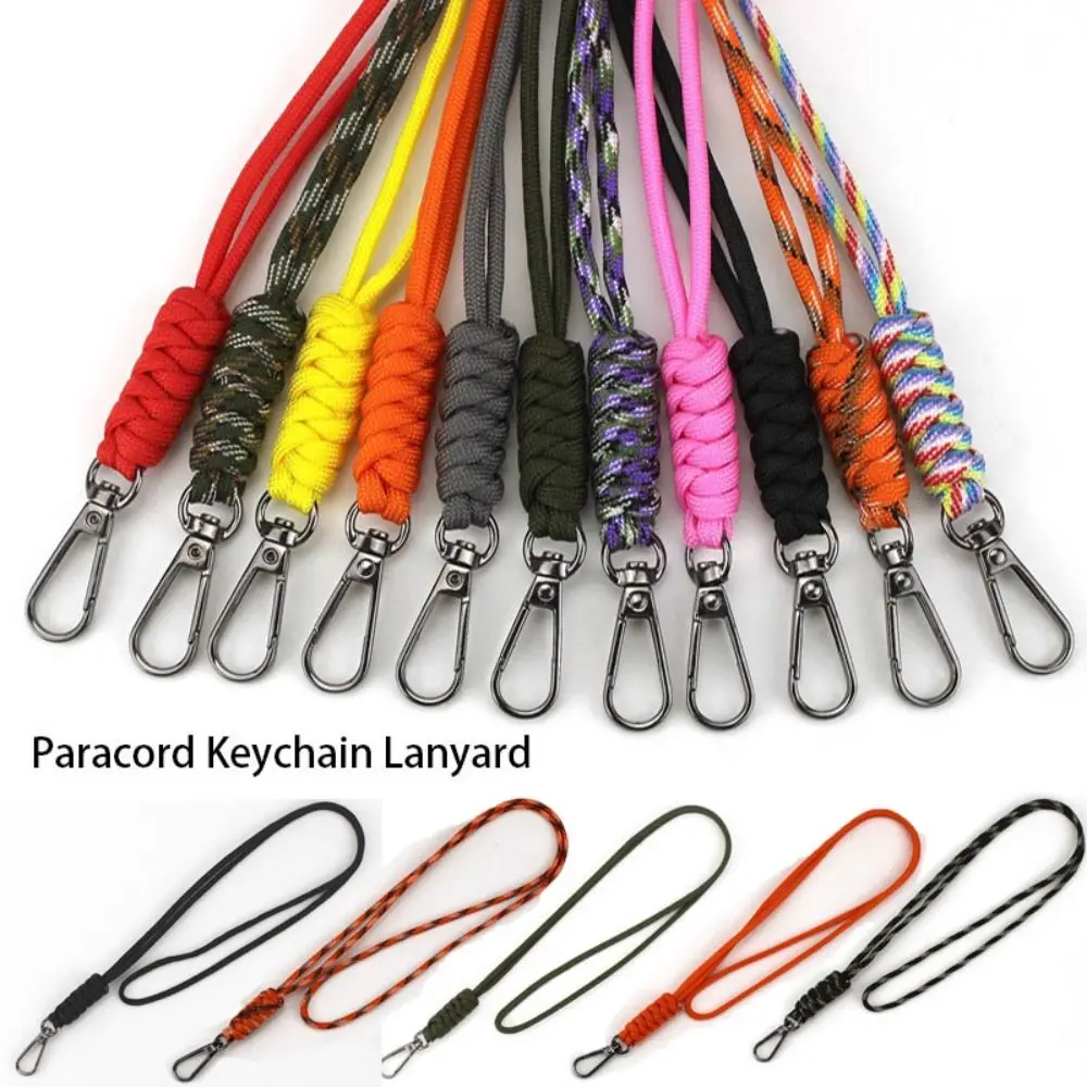 Paracord Keychain Lanyard Rotation Buckle High Strength Parachute Cord Emergency Anti-loss Backpack Key Ring Neck Hanging Rope