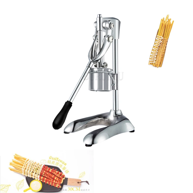 

Manual Long French Fries Maker 20-30CM Dough Chips Squeezer Aluminum Alloy Machine For Corn Potato Dough Extruder Kitchen Tool