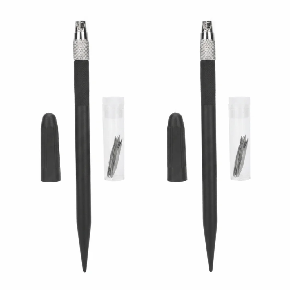 2sets Metal Blade Utility Craft Cutter Set PVC Plastic Handle Black Craft Craft Cutter Set Precision Hobby Craft Cutter For DIY