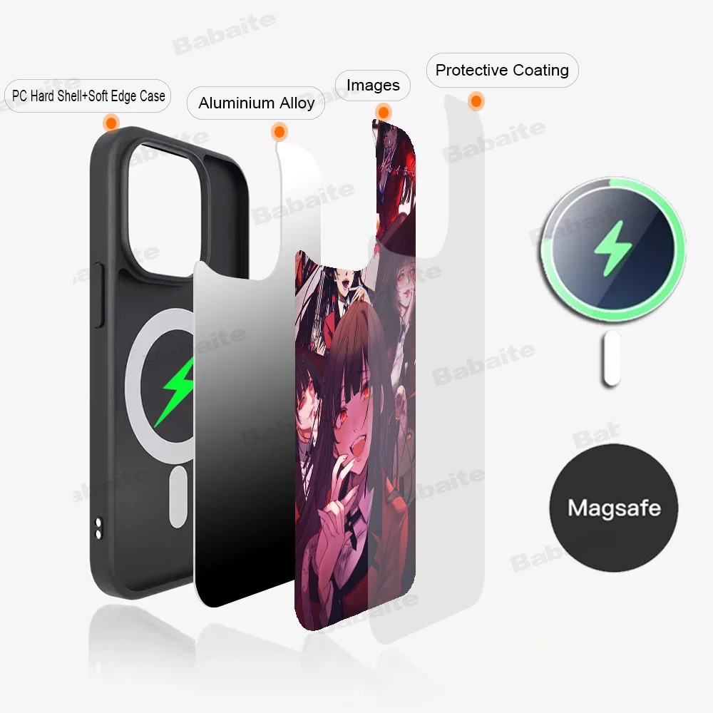 Kakegurui Phone Case Magnetic Case For iPhone 16 14 13 12 11 15 Pro Max Plus For Magsafe Wireless Charge Cover