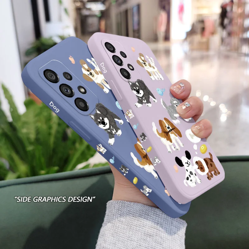 Chalk Drawing Dog Case For Samsung Galaxy A73 A53 A33 A23 A13 A03 A72 A52 A52S A32 A22 A12 A02 A02S A71 A51 A31 A21S 4G 5G Cover