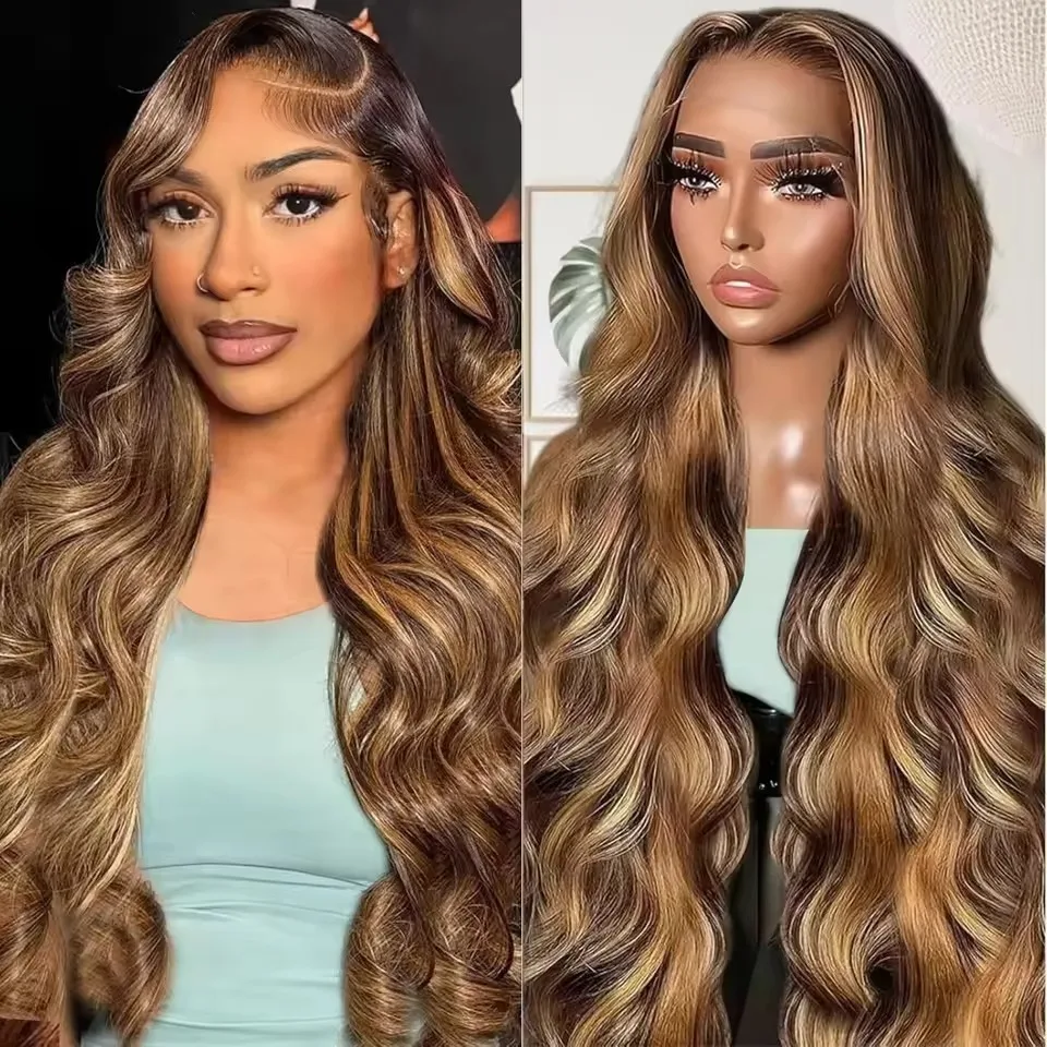 13x6 Glueless Highlight Hd Lace Frontal Wig Human Hair Ombre Colored Honey Blonde Human Hair Wigs Body Wave For Women 5x5 4x4 image 2