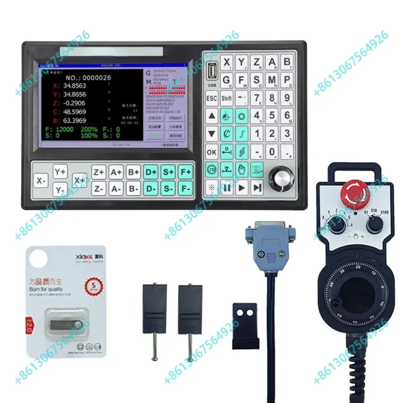 USB Controller SMC5-5-N-N CNC 5-Axis Offline Mach3 500khz G-Code 7-Inch Large Screen 6-Axis Emergency Stop Handwheel MPG